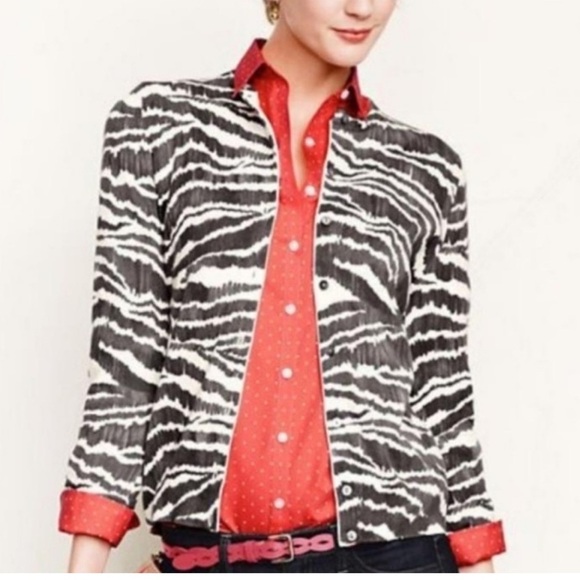 Lands' End Cardigan Sweater Zebra Print Black White Cotton Button Front size 2X - Picture 2 of 16